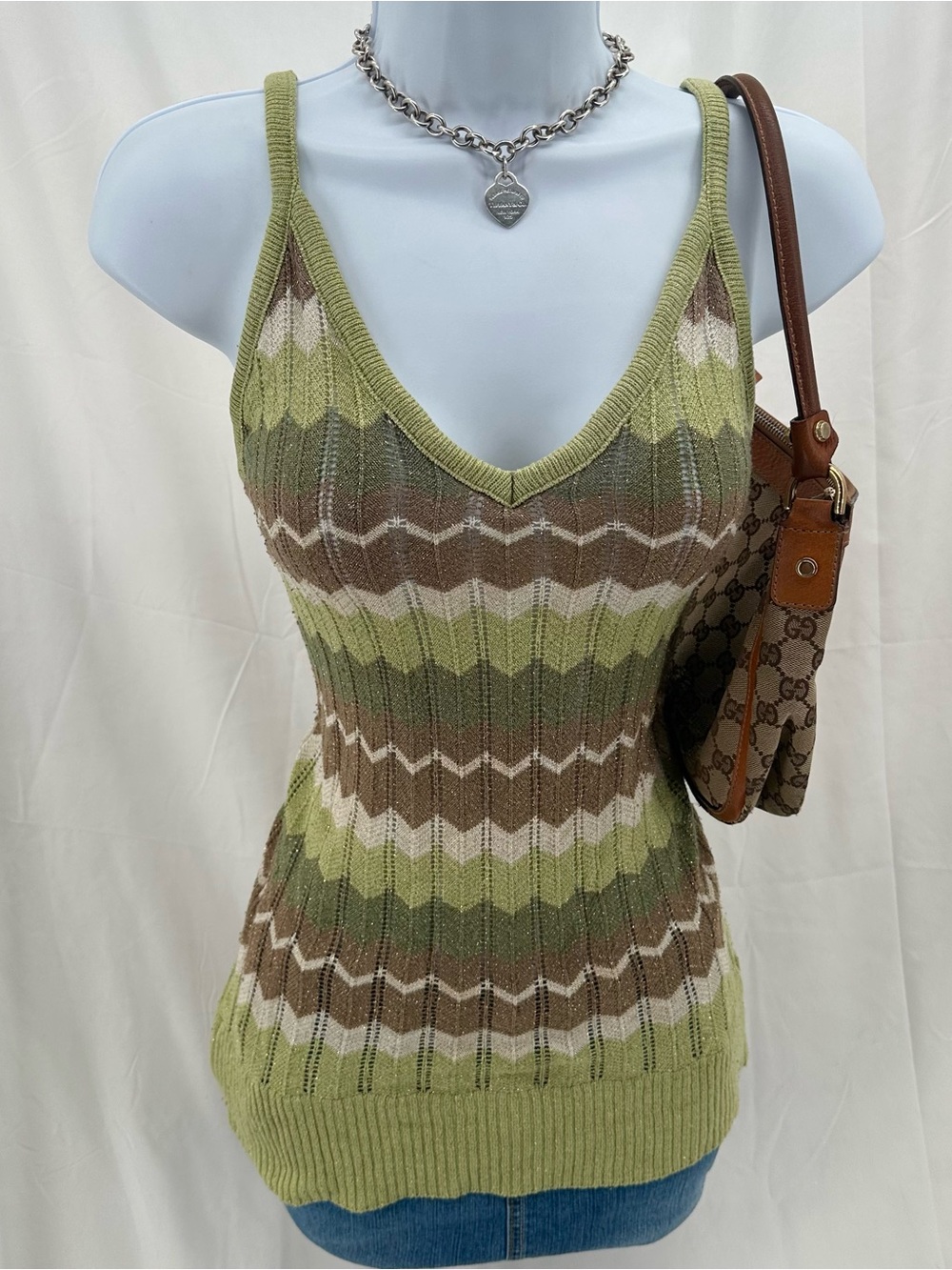 Coquette 2000s No Boundaries Knit Brown and Green Cami Top
